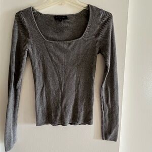 Banana republic women's Gray Ribbed Long Sleeve Sweater square neck size small